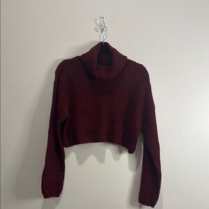 Missguided Burgundy Turtleneck Cropped Sweater